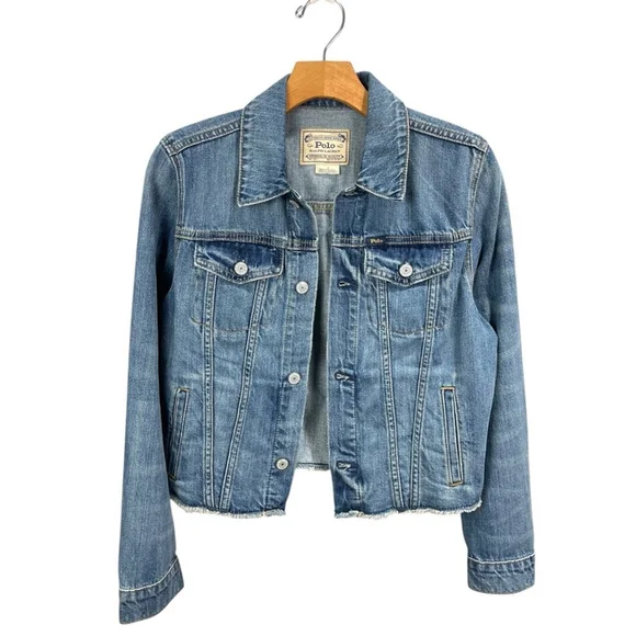 * Polo by Ralph Lauren Logo Cropped Denim Jacket Size 16